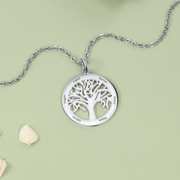 Personalized family tree of life necklace