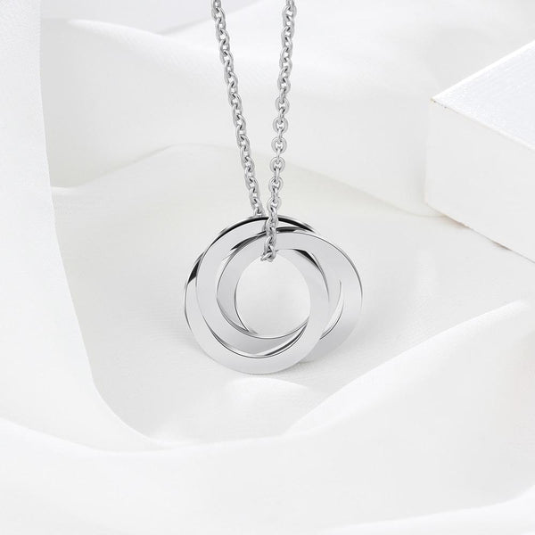 Personalized circles silver womens necklace