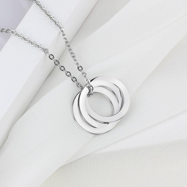 Personalized circles silver womens necklace