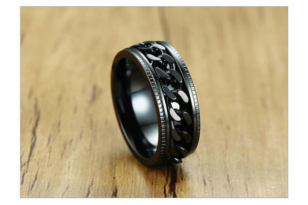 Black spinner fidget rotatable ring for men