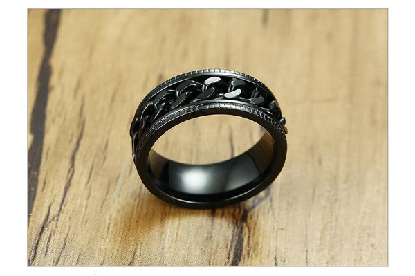 Black spinner fidget rotatable ring for men