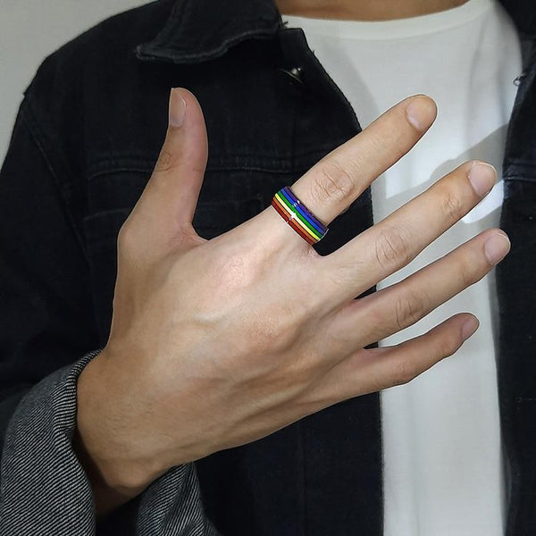 gay pride LGBTQ+ rainbow rings