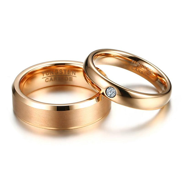 Rose Gold Tungsten Couples Rings
