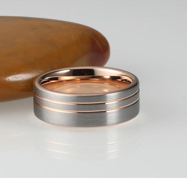 Silver & Rose Gold Mens Ring