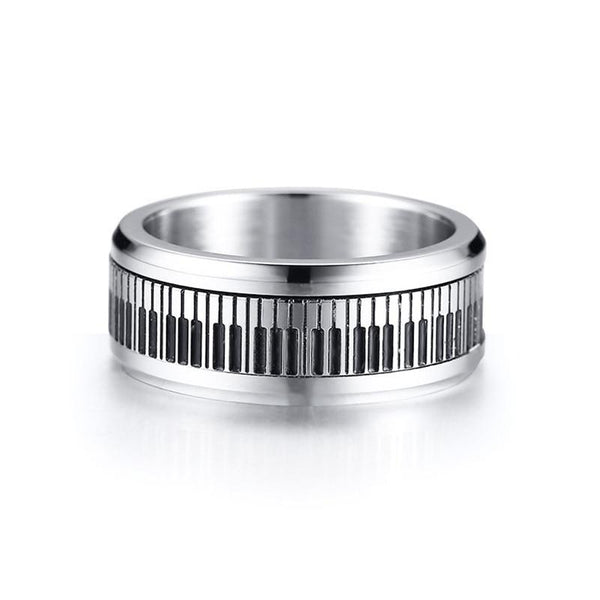 Piano keys musician spinner ring for men