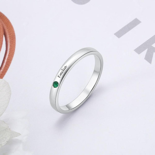 stackable personalized birthstone womens ring