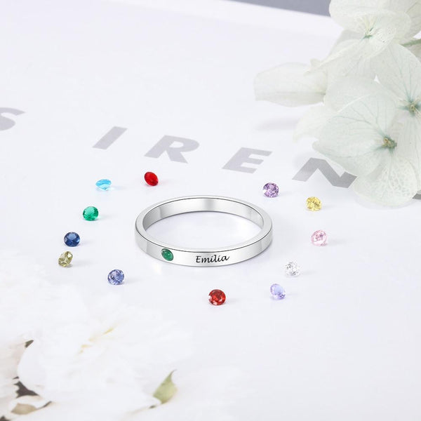 stackable personalized birthstone womens ring