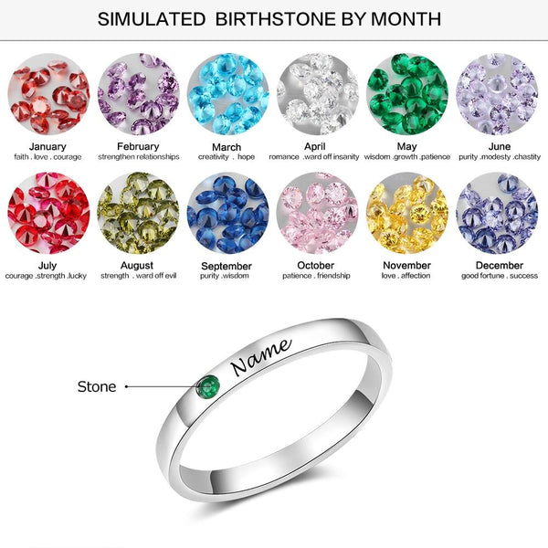 stackable personalized birthstone womens ring