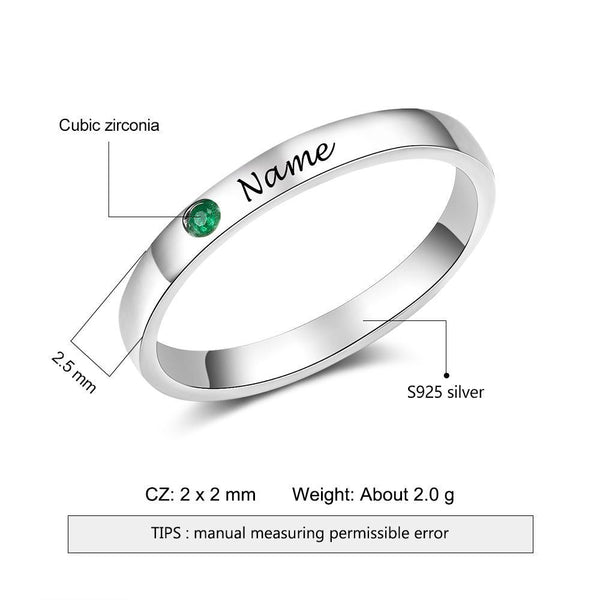 stackable personalized birthstone womens ring