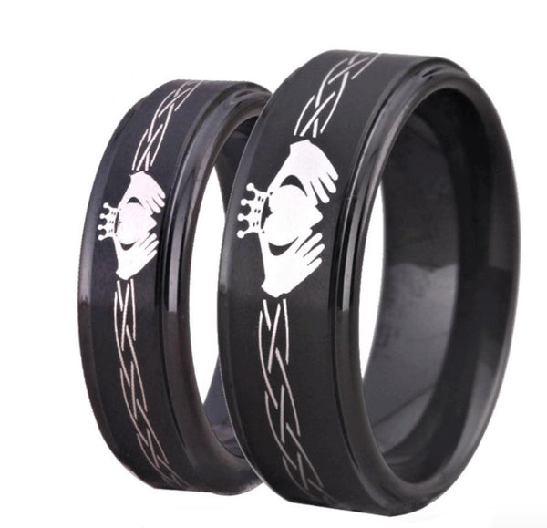 Irish Claddagh Tungsten Couples Rings