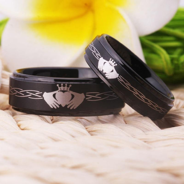 Irish Claddagh Black Couples Rings