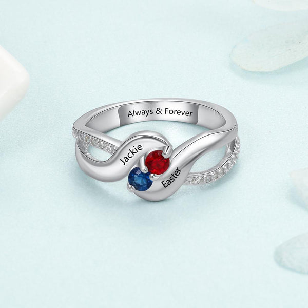 Promise rings for her - personalized birthstone womens ring