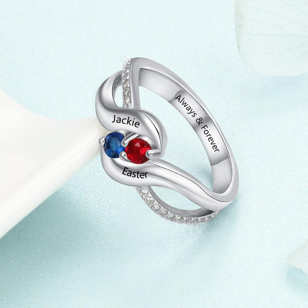 Promise rings for her - personalized birthstone womens ring