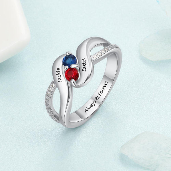 Promise rings for her - personalized birthstone womens ring