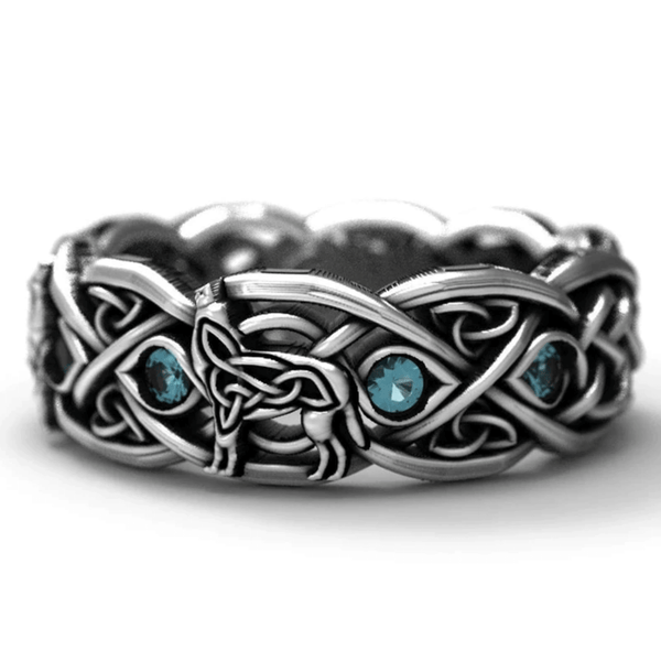 Celtic Knot Wolf Silver Ring