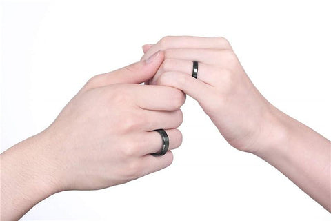 Mens black wedding rings - 6mm Black ceramic mens rings with custom engraving