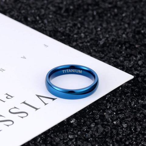 mens promise rings - 4mm simple navy blue titanium mens ring