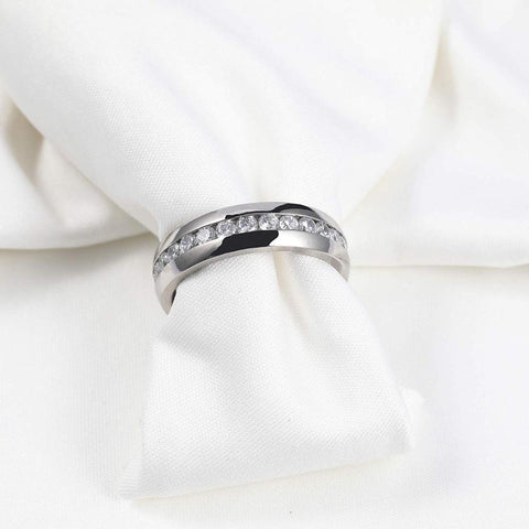 Custom couples rings - cubic zirconia silver titanium couples rings