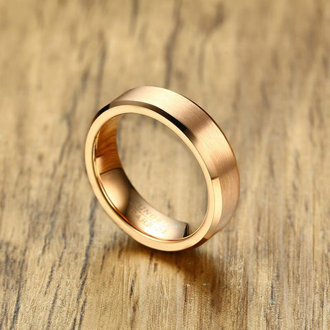 Mens wedding rings - Rose Golden Color Brushed Unisex Rings