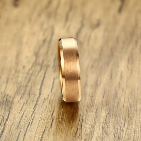 Mens engagement rings - Rose Golden Color Brushed Unisex Rings