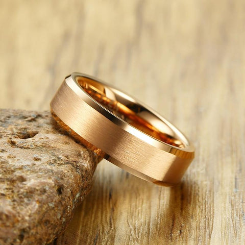 Mens rings - Rose Golden Color Brushed Unisex Rings