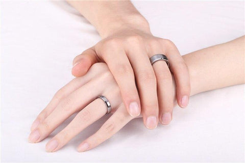 matching couple rings - silver brushed tungsten mens ring gift