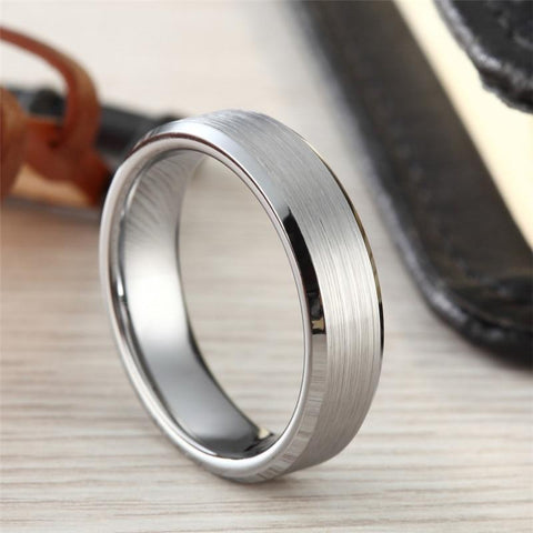 Mens promise ring - silver brushed tungsten mens ring gift