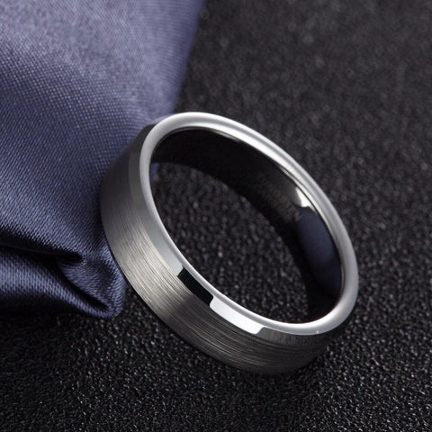 Mens rings - silver brushed tungsten mens ring gift