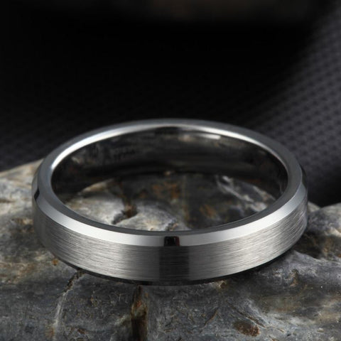 Mens engagement ring - silver brushed tungsten mens ring gift