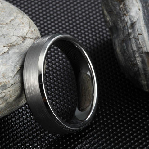 Mens wedding ring - silver brushed tungsten mens ring gift