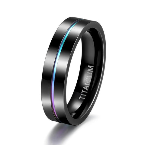 LGBT pride rings - Rainbow and black Titanium mens ring gift for him