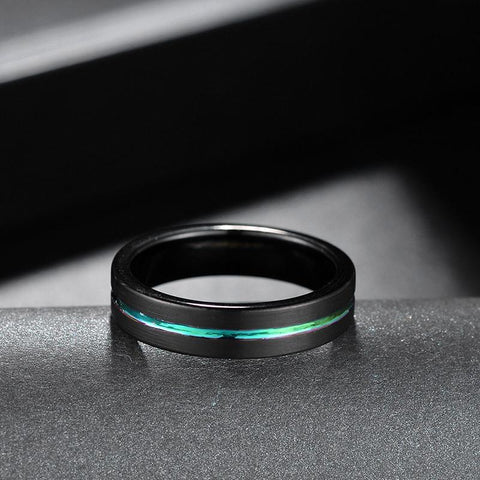 Mens engagement rings - Rainbow & black Tungsten mens ring