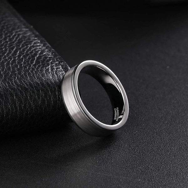 6mm Silver Brushed Mens Ring Gift For Him