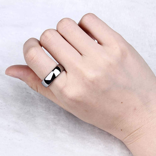 Smooth Polished Titanium Silver Rings