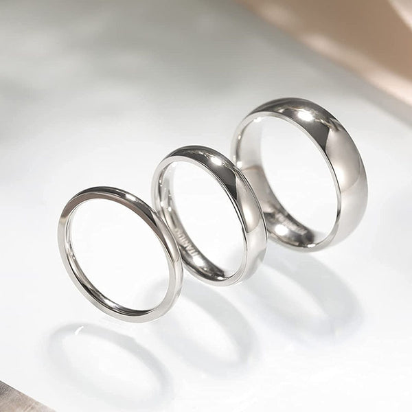 Smooth Polished Titanium Silver Rings