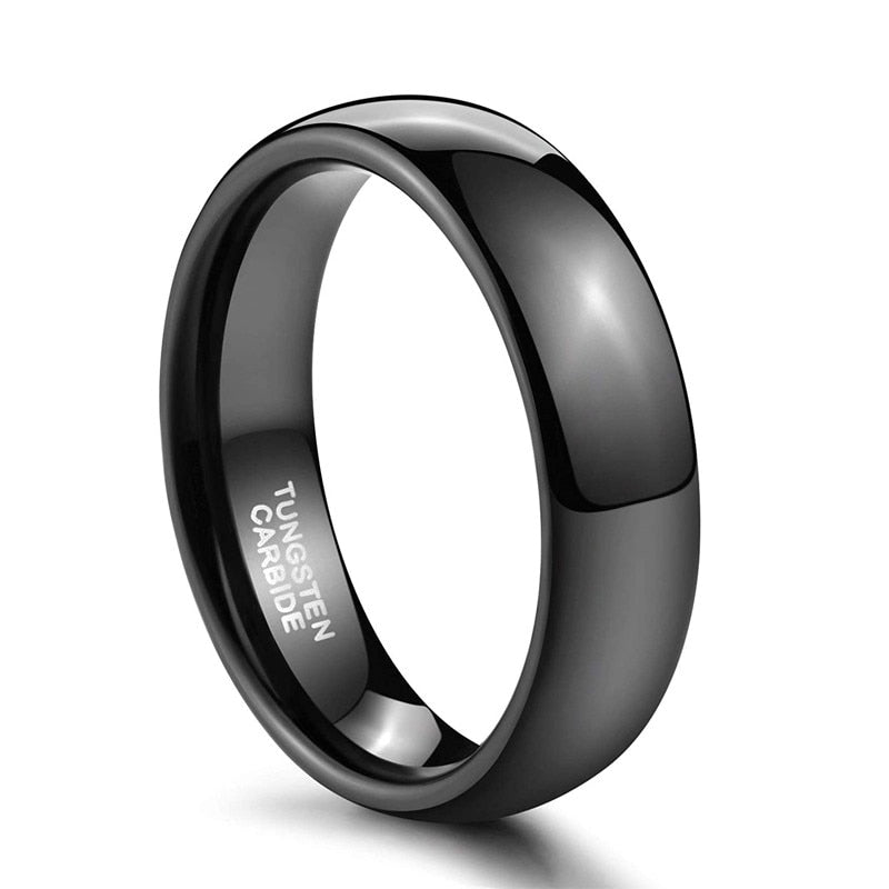 2mm, 4mm, 6mm or 8mm Black Domed Polished Tungsten Unisex Rings ...