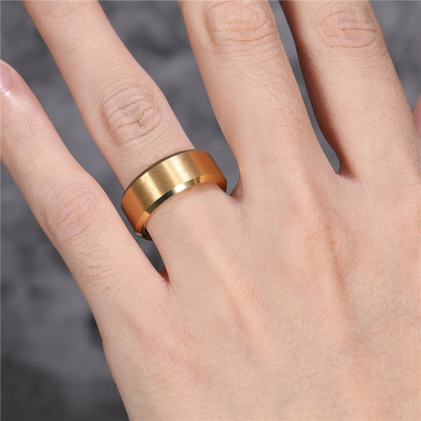 8mm Gold Tungsten Unisex Ring