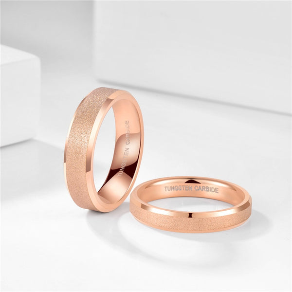 4mm or 6mm Rose Gold Tungsten Unisex Rings
