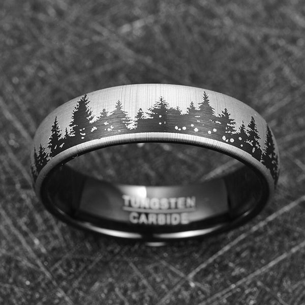 Forest Pine Trees Nature Tungsten Ring