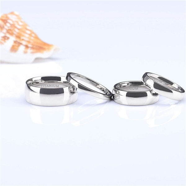 Smooth Polished Titanium Silver Rings