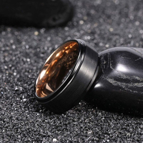 black & rose gold plated Tungsten mens ring