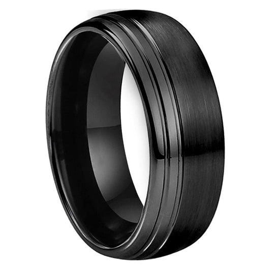 4mm, 6mm or 8mm Silver Thread-like Inlay Tungsten Unisex Ring