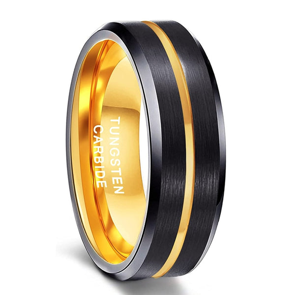 Gold Color Tungsten Mens Rings