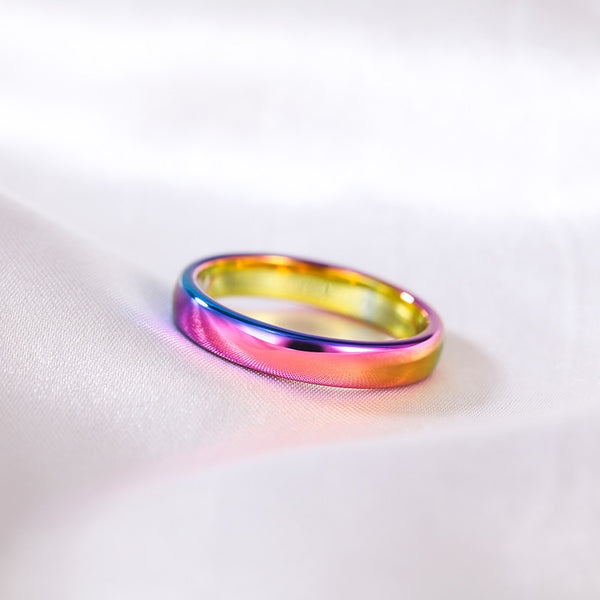 4mm Rainbow Polished Tungsten Unisex Ring