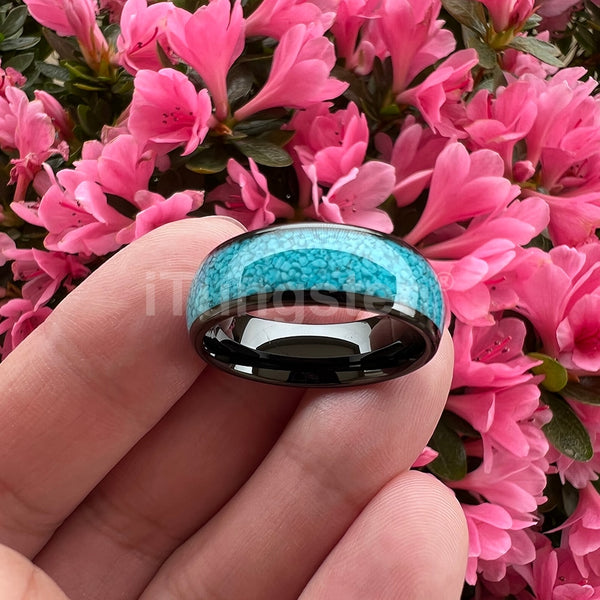 Turquoise Black Tungsten Unisex Ring