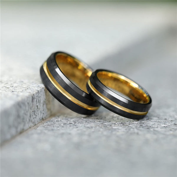 Couples Gold Color Matching Tungsten Rings