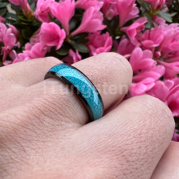 Turquoise Black Tungsten Unisex Ring