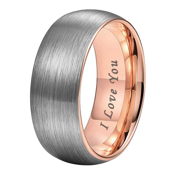 10mm I Love You Rose Gold & Silver Wedding Rings