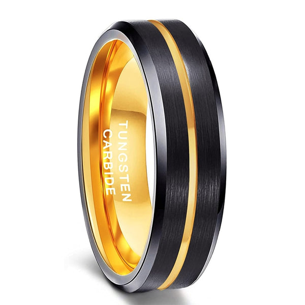 6mm Gold Color Tungsten Womens Rings