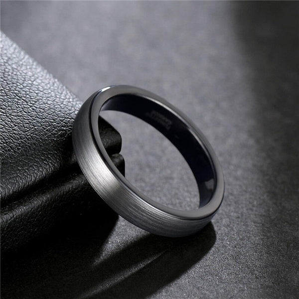 4mm I Love You Engraved Black Silver Tungsten Mens Ring